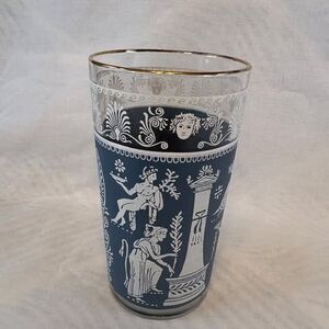 Vintage Mid-Century Modern Greek Inspired Print Cocktail glasses - set of 8